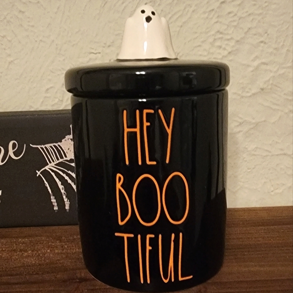 Rae Dunn Hey Boo Tiful Ghost jar